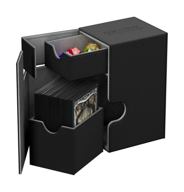 Boîte pour cartes Flip´n´Tray Deck Case 80+ taille standard XenoSkin - Noir - 142 x 88 x 76 mm